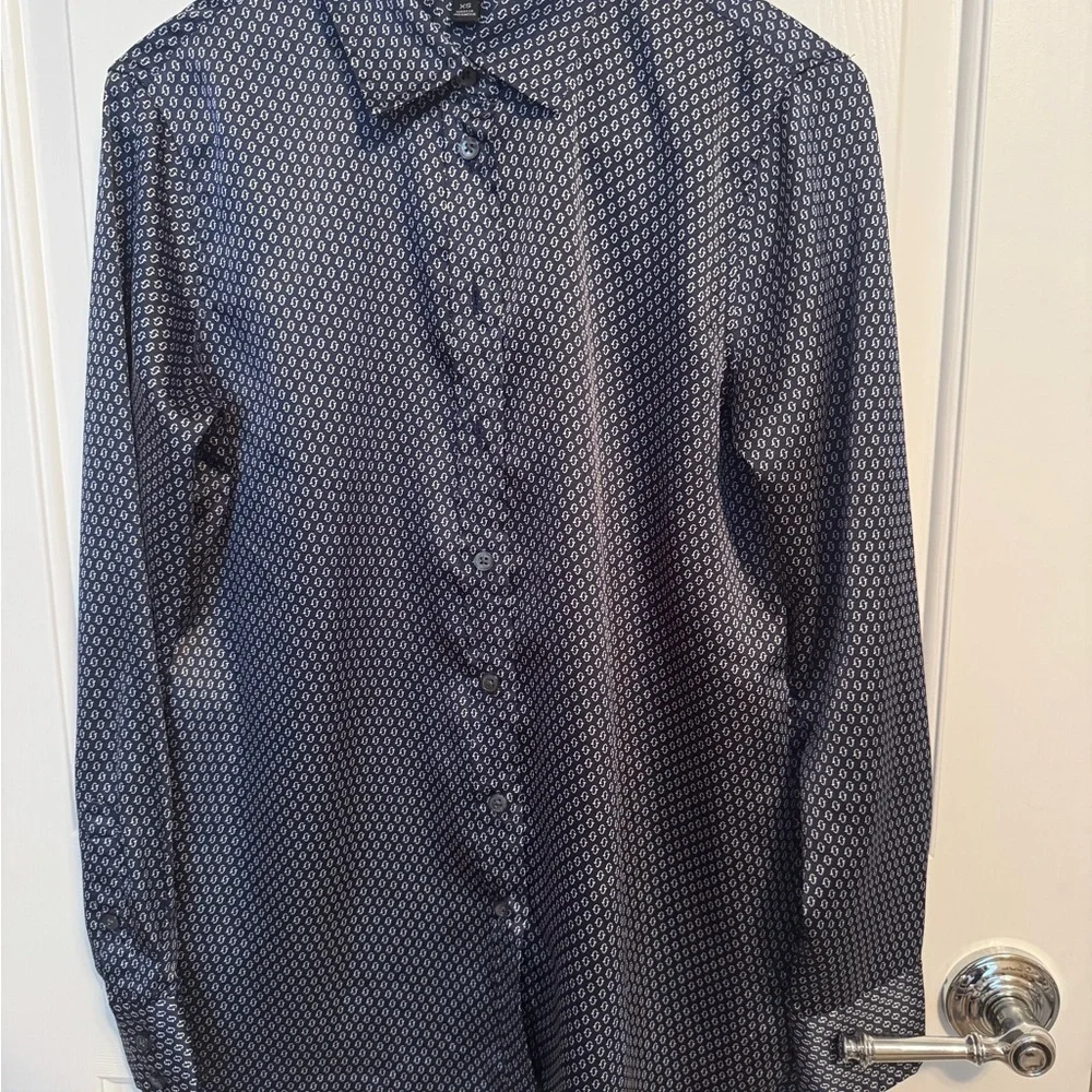 Banana Republic Men’s Parker Blue Navy Geometric Button Up Shirt Long Sleeve XS